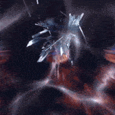 a computer generated image of a broken glass object with a light coming out of it