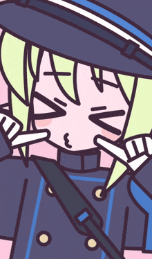 a cartoon drawing of a girl wearing a hat and a sweater