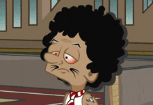 a cartoon drawing of a man with a cat tattoo on his arm