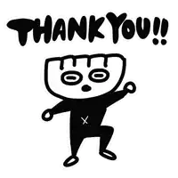 a black and white drawing of a monster with the words thank you below it