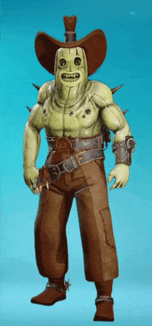 a cartoon character with a cowboy hat and pants