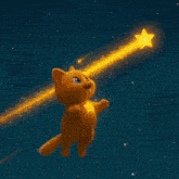 a cartoon cat is holding a star in its hand