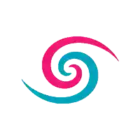 a pink and blue swirl with a white background