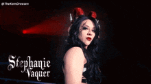a picture of stephanie vaquer with red horns