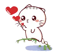a cartoon cat is sitting on a branch holding a heart