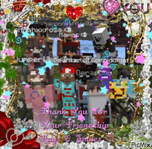a thank you for your friendship hugs and smiles picture