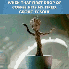 Coffee Grouchy GIF - Coffee Grouchy Baby Groot GIFs
