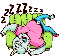 Drooling Ogre Sleeping On Couch Sticker - Grownup Ogre Passed Out Sleepy Stickers