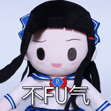 a stuffed doll with chinese writing on it that says fu