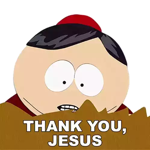 Thank You Jesus Eric Cartman Sticker - Thank You Jesus Eric Cartman South Park Stickers
