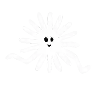 a black and white drawing of an octopus with a face