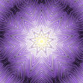 a purple and black star with a yellow center on a purple background