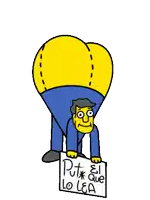 a cartoon character holding a sign that says put * que lo lea