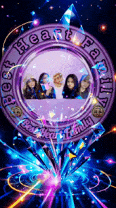 a purple circle with the words best heart family written on it