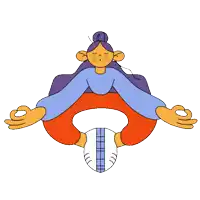a cartoon of a woman sitting in a lotus position with her eyes closed .