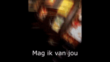 a blurry picture of a man looking out a window with the words een bakkie written on the bottom