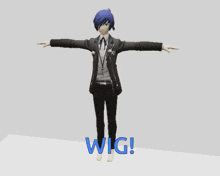 a computer generated image of a man in a suit with the word wig on the bottom