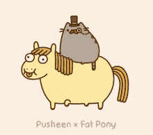 Pusheen Fat Pony GIF - Pusheen Fat Pony Riding Pony GIFs