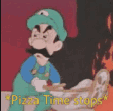Luigi Pizza Time Stops GIF - Luigi Pizza Time Stops GIFs