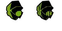 a black and green drawing of a cube with the letter k on it