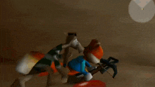 a cartoon character holding a gun in a hallway