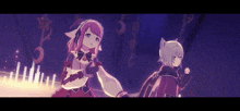 a couple of anime girls standing next to each other