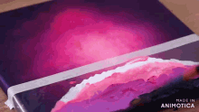 a painting of a pink and purple landscape made in animatica