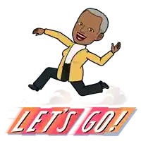 a cartoon character is jumping in the air with the words let 's go behind him