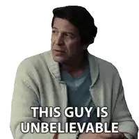 a man is wearing a sweater and says this guy is unbelievable