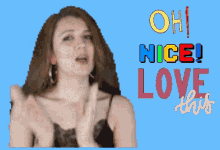 a pixelated image of a woman with the words oh nice love this below her