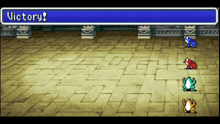 a screen shot of a video game with the words victory on the top