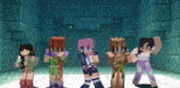 a group of minecraft characters standing next to each other in a room