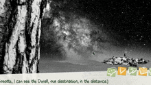 a black and white photo of a landscape with the words " i can see the dwell "