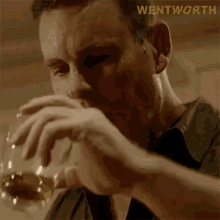 Drinking Wine Matthew Fletcher GIF - Drinking Wine Matthew Fletcher Wentworth GIFs