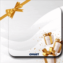 a card that says hap on it with gifts and confetti
