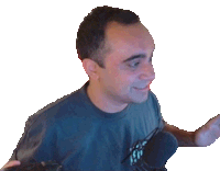 a man wearing a t-shirt that says ' i love you ' on it is smiling