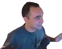 a man wearing a t-shirt that says ' i love you ' on it is smiling