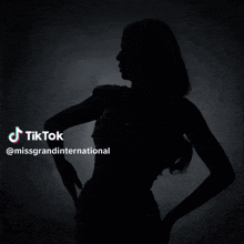 a silhouette of a woman in a dress with the words tiktok @missgrandinternational