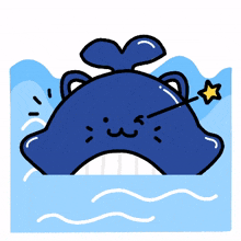 cat whale cute blue wink