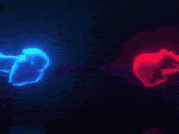 a blue and purple background with a glowing jellyfish