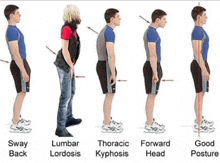 a man is standing in a row with arrows pointing to different positions of his body .