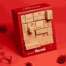 a red box with the word flaconi on the front