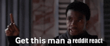 a man is giving a thumbs up and saying `` get this man a reddit reaction '' .