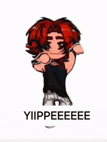 a cartoon character with red hair and the words yiippeeee below him