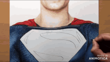 a drawing of a man in a superman costume is made by animatica