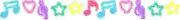 a blurred image of a rainbow of colors with hearts and stars on a white background .