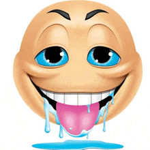 a cartoon smiley face with water dripping out of its mouth