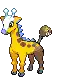 a pixel art of a giraffe standing on its hind legs with a blue scarf around its neck .