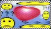 a postage stamp with smiley faces and a heart