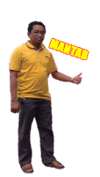 a man in a yellow shirt is giving a thumbs up with the words mantab written around him